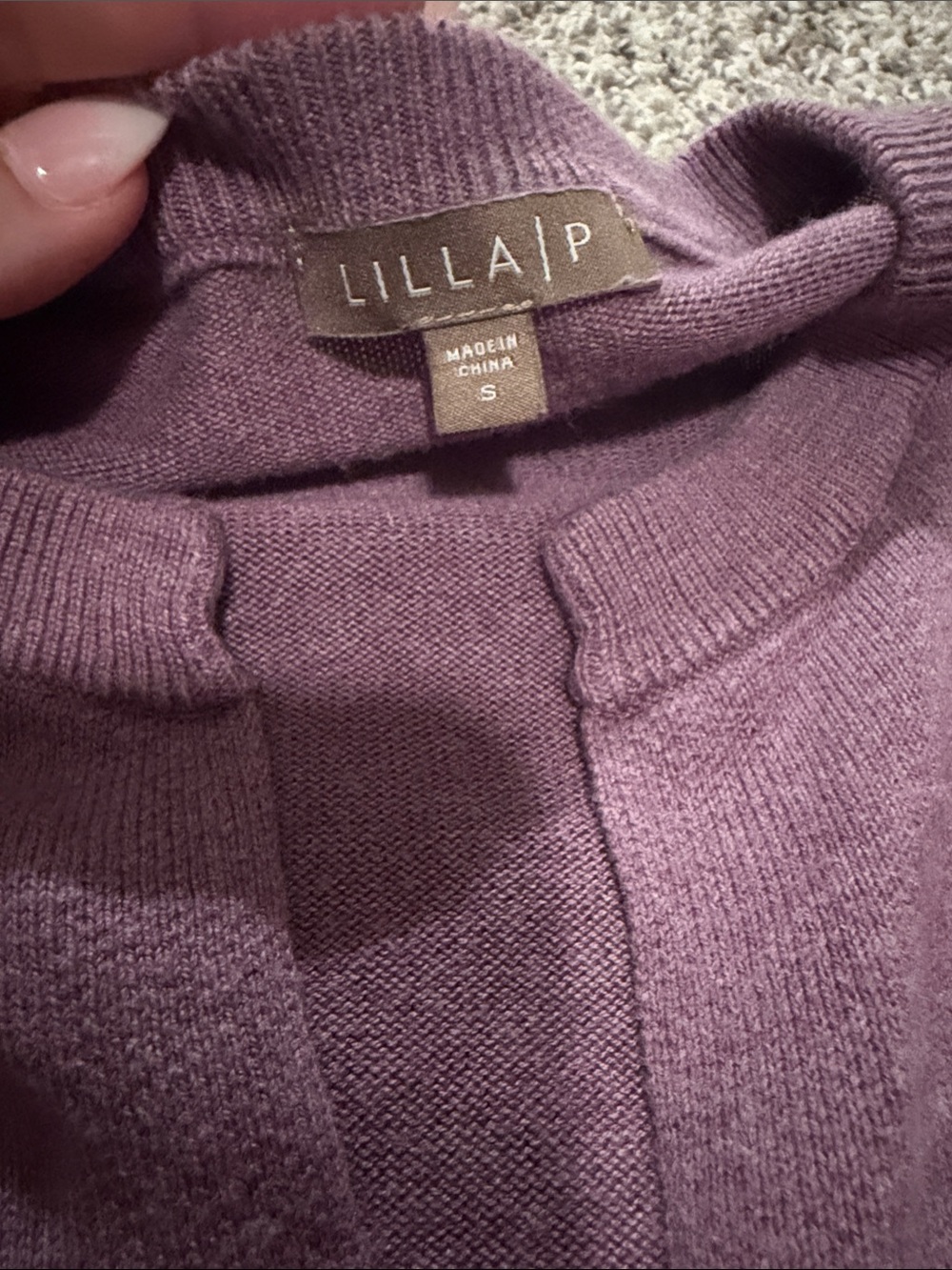 Lilla P Notched Neckline Lightweight Knit Sweater - Picture 3 of 3